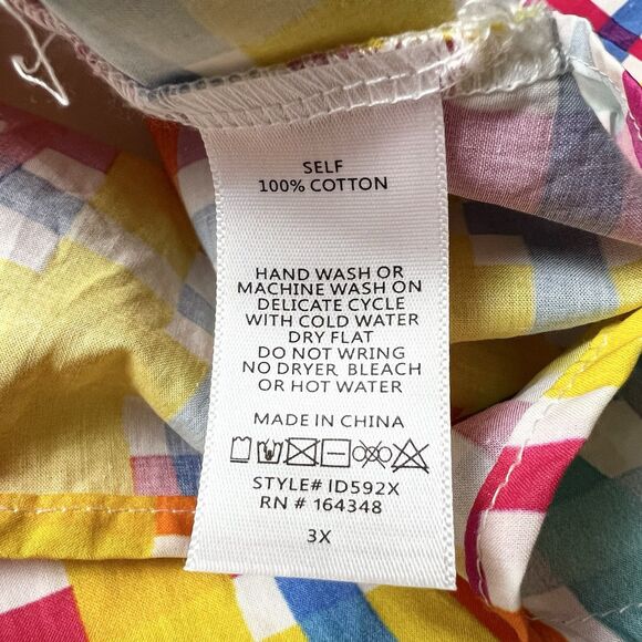 Plaid Midi Dress Colorful Stretch Smocked Waist Pink Yellow Blue NWT Sz 3X - Picture 16 of 16